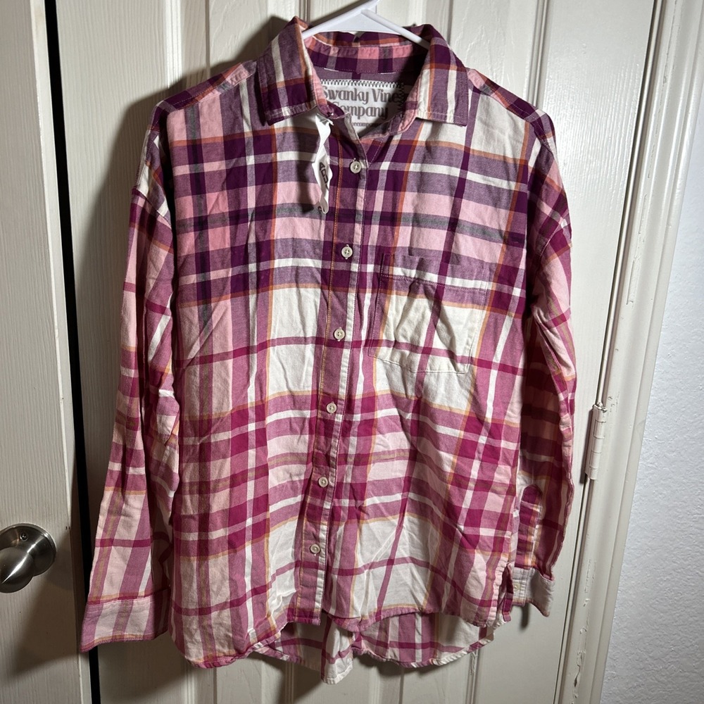 Womens S Cowboy Flannel Long Sleeve Button Up Shirt Swanky Vine Pink